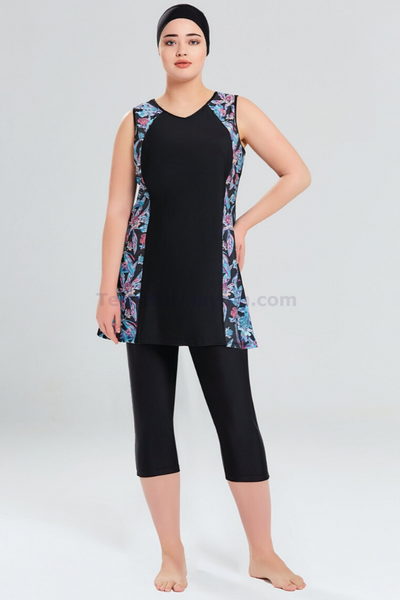 مايوه سباحة للمقاسات الكبيرة حفر لون كحلي