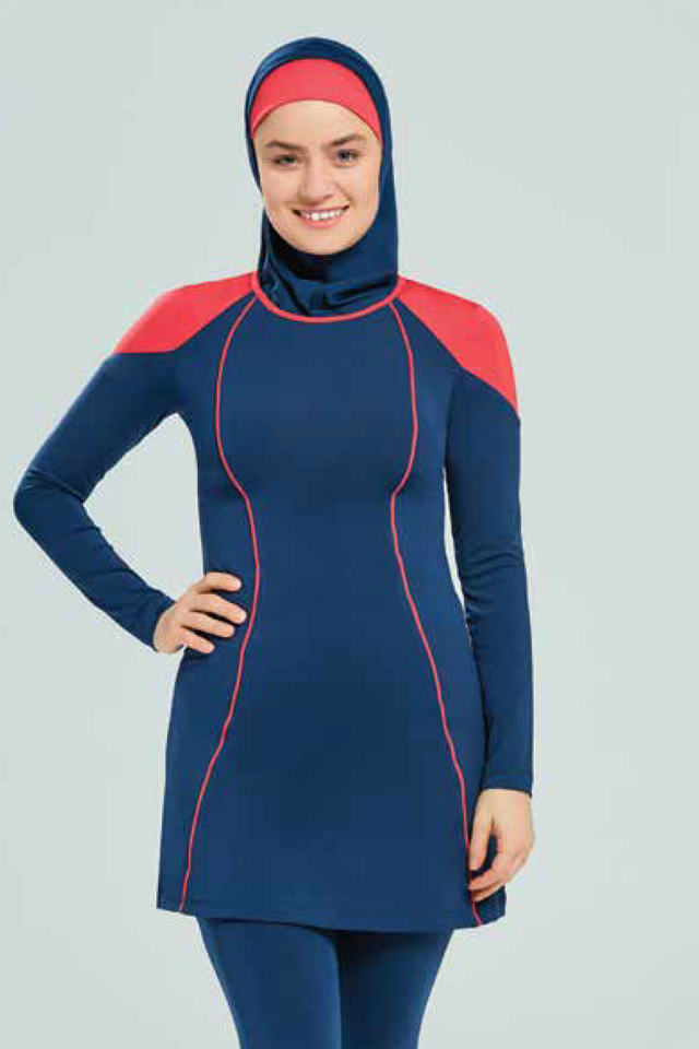 مايوه سباحة للفتيات المحجبات لون كحلي غامق