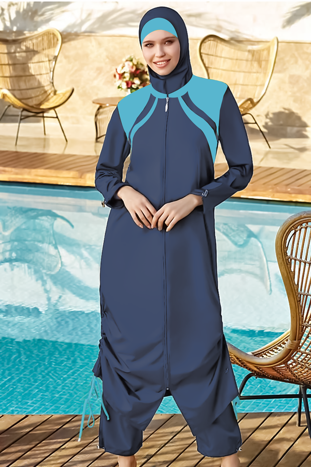 مايوه سباحة للمحجبات طويل كحلي